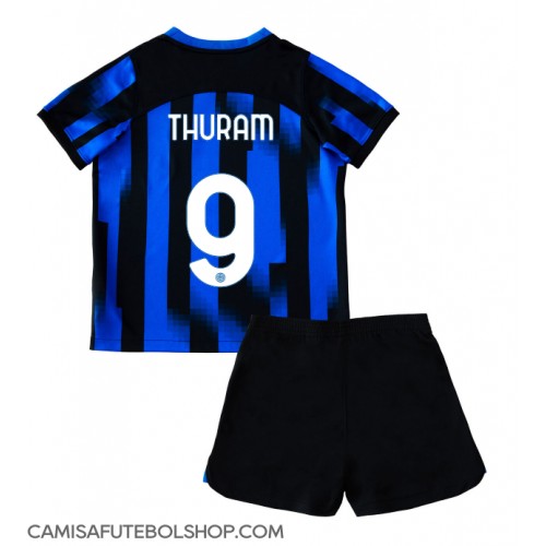 Camisa de time de futebol Inter Milan Marcus Thuram #9 Replicas 1º Equipamento Infantil 2023-24 Manga Curta (+ Calças curtas)